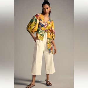 Farm Rio x Anthropologie NWOT Belted Blouse size S.